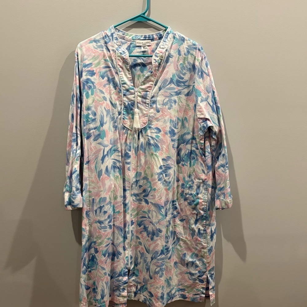 Miss Elaine Multicolor Zip Up Robe Lightweight